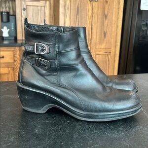 Dansko Black Ankle Boots with Buckle Detail